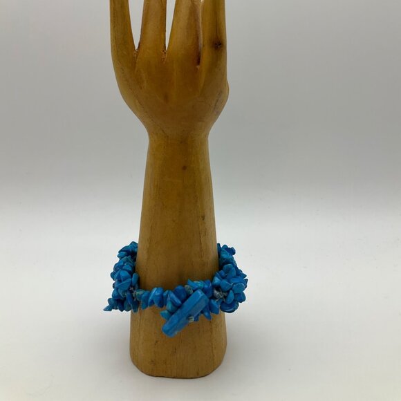 New Artisan Howlite Turquoise Tone Chip Stone Beaded Bracelet Toggle Handcrafted - Picture 10 of 13